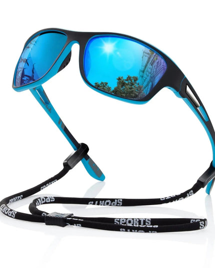 X-Sports™ Polarized Sports Sunglasses – UV400 Protection & Anti-Glare Ocean Blue Fire