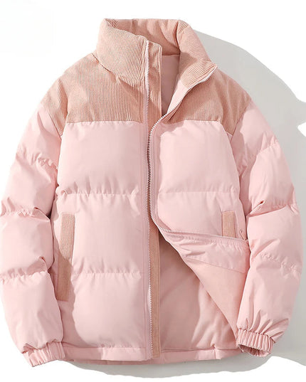 Corduroy Puffer Jacket Pink Jacket & Coats