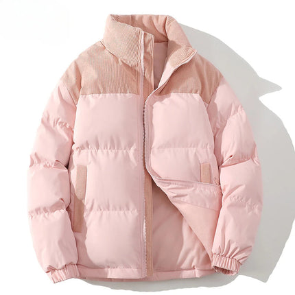 Corduroy Puffer Jacket Pink Jacket & Coats