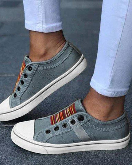 Women’s Large‑Size Canvas Elastic Flats Gray Shoes & Sandals
