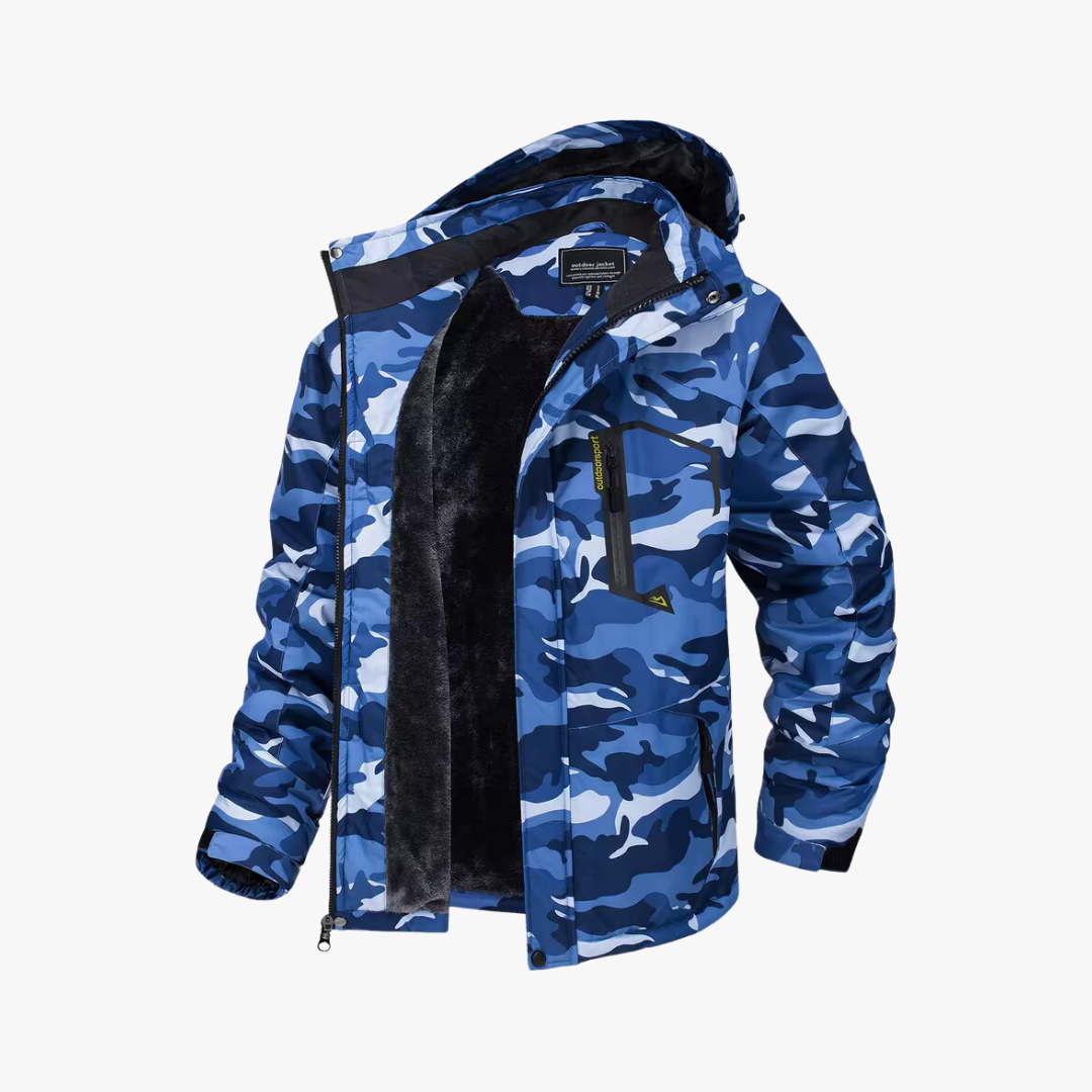 Warm Waterproof Winter Jacket Sea Blue Camo Jacket