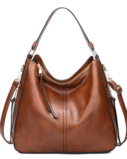 Zipper Bucket Messenger Bag Brown One Size (34 cm (W) × 30 cm (H) × 13 cm (D) Bag