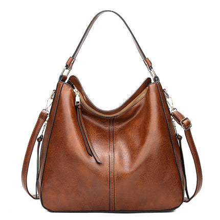 Zipper Bucket Messenger Bag Brown One Size (34 cm (W) × 30 cm (H) × 13 cm (D) Bag