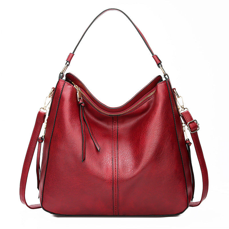 Zipper Bucket Messenger Bag Red One Size (34 cm (W) × 30 cm (H) × 13 cm (D) Bag