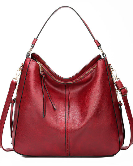 Zipper Bucket Messenger Bag Red One Size (34 cm (W) × 30 cm (H) × 13 cm (D) Bag