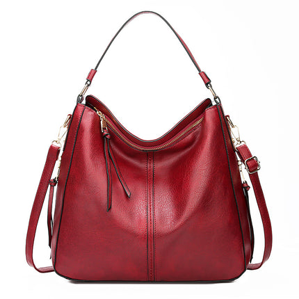 Zipper Bucket Messenger Bag Red One Size (34 cm (W) × 30 cm (H) × 13 cm (D) Bag