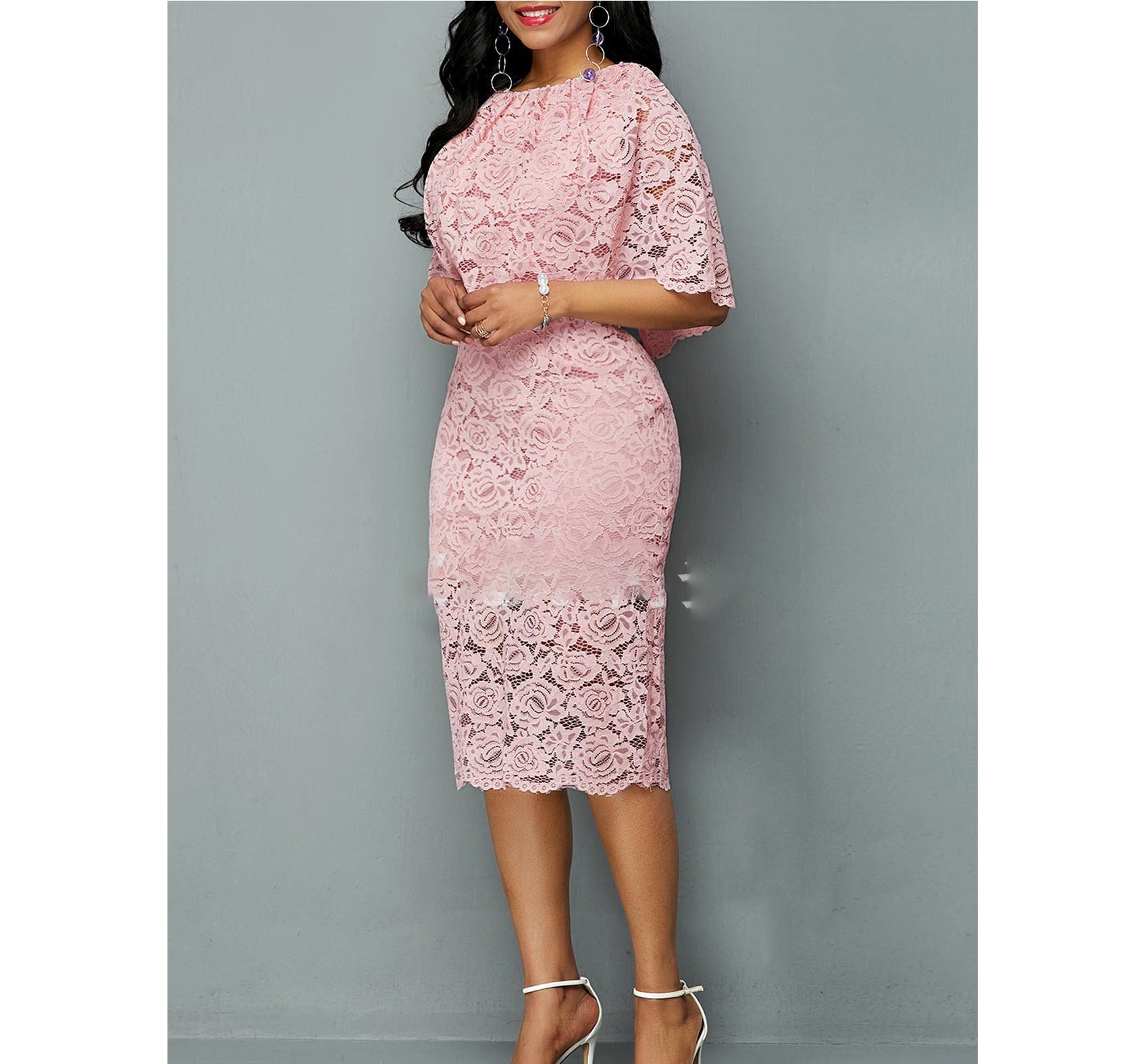 Women's Plus Size African Lace Maxi Dress Dress