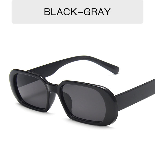 Retro Candy Color Small Frame Sunglasses Without glasses bag Bright black all gray Sunglasses