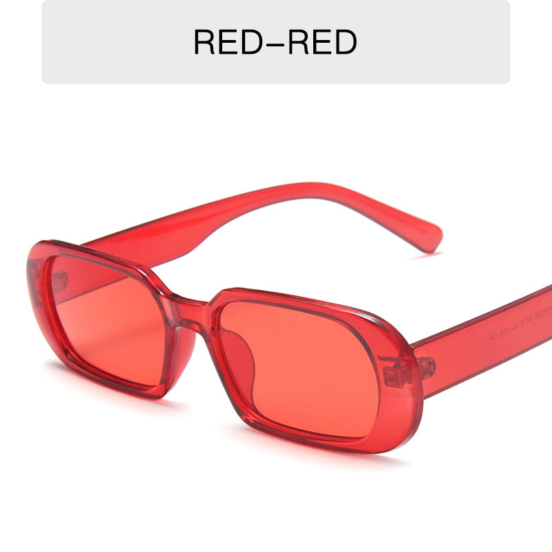 Retro Candy Color Small Frame Sunglasses Without glasses bag Red Sunglasses