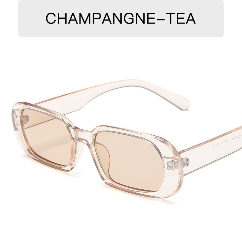 Retro Candy Color Small Frame Sunglasses Without glasses bag Champagne Sunglasses
