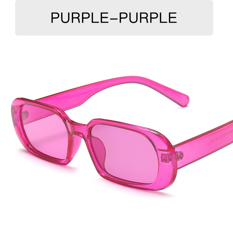Retro Candy Color Small Frame Sunglasses Without glasses bag Purple Sunglasses