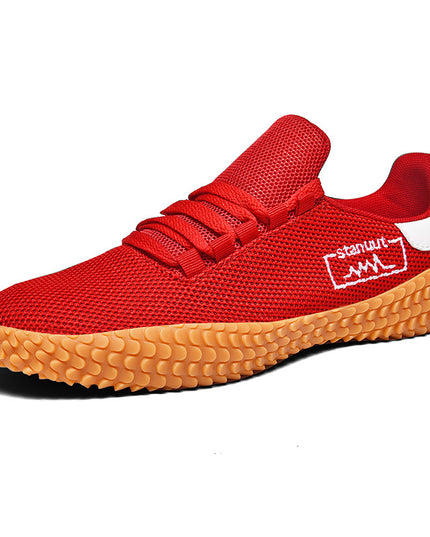 Men’s Spring & Summer Flying Woven Sneakers Red Men Shoes