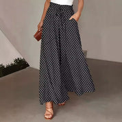 Polka Dot Elastic-Waist Wide-Leg Trousers Trousers