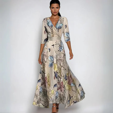 Emily | Luxury Flower Dress Sand Beige Dresses