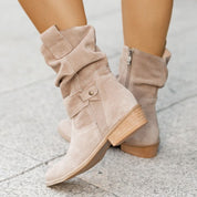 Fashion Suede Mid-Calf Western Boots Apricot Boots