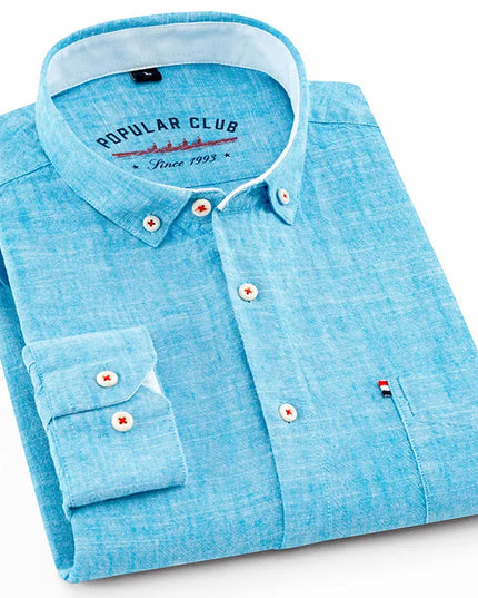 Timeless Button-Up Shirt for All-Day Comfort Lake Blue Men Shirts