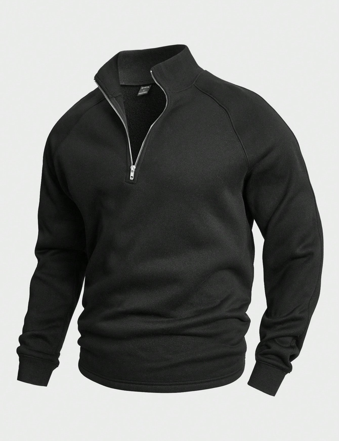 Men's Stand Collar Half-Zip Sweatshirt Black Sweaters
