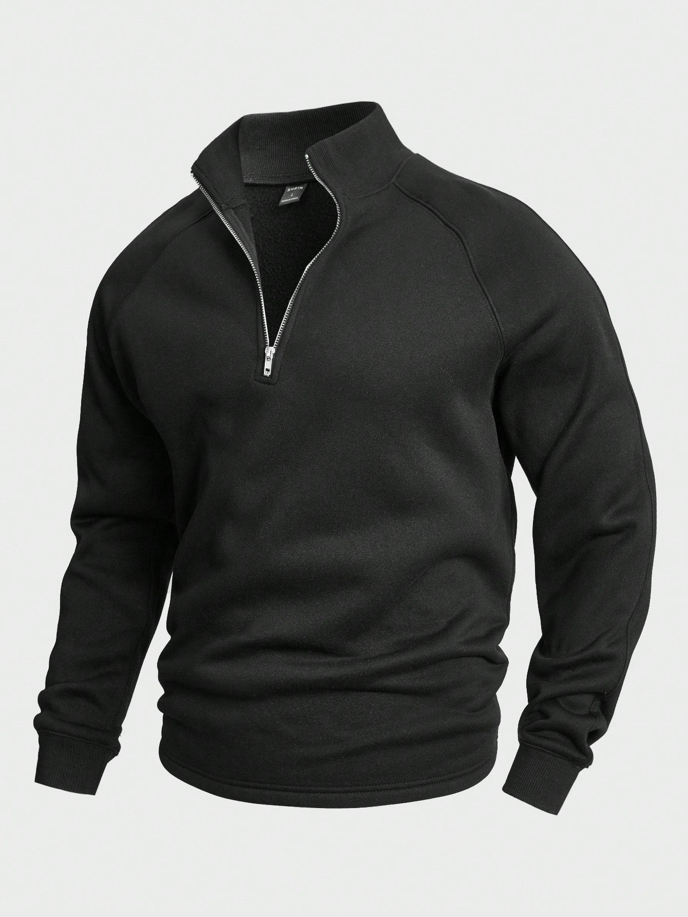 Men's Stand Collar Half-Zip Sweatshirt Black Sweaters