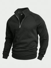 Men's Stand Collar Half-Zip Sweatshirt Black Sweaters