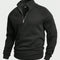 Men's Stand Collar Half-Zip Sweatshirt Black Sweaters