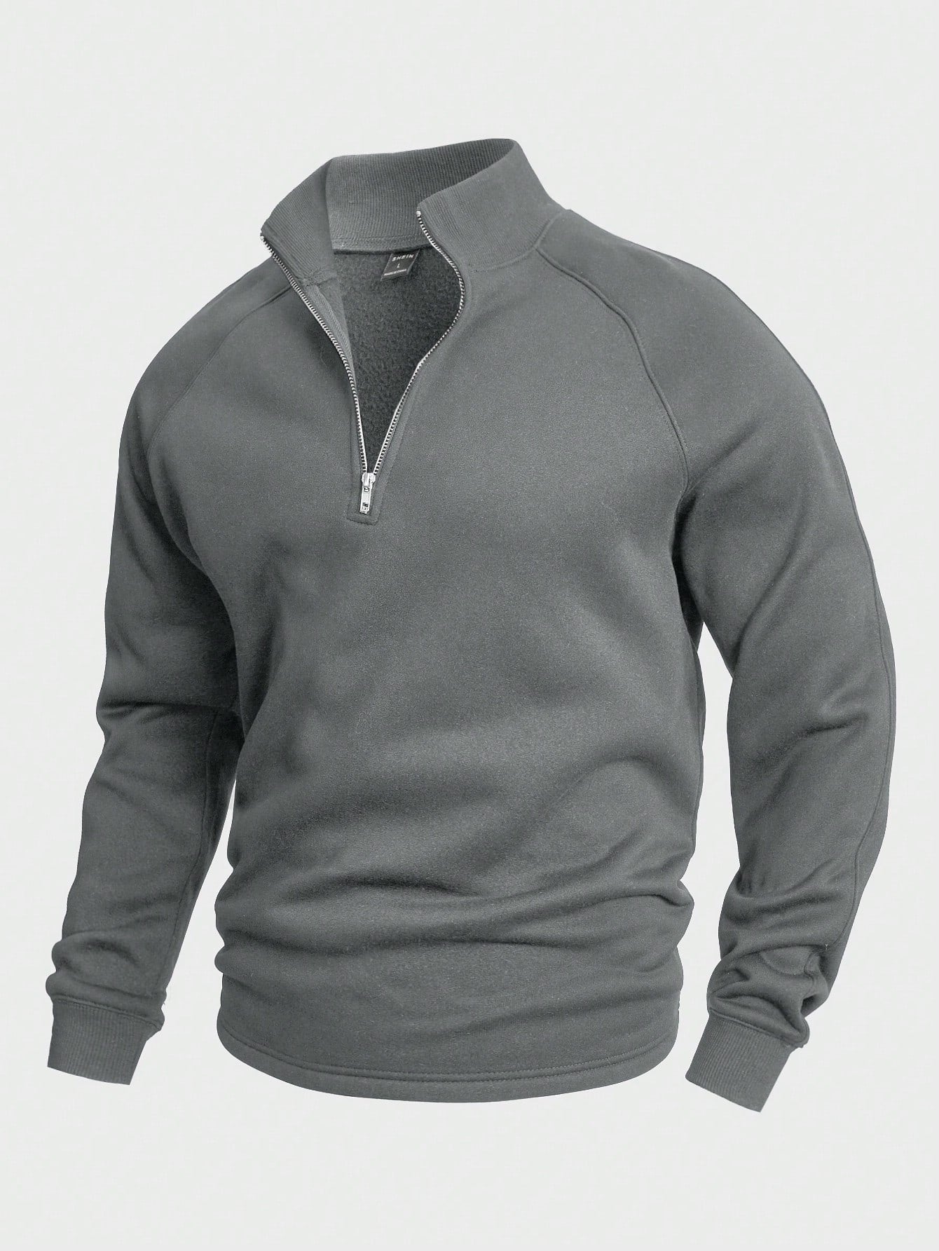 Men's Stand Collar Half-Zip Sweatshirt Gray Sweaters