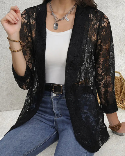 Deborah | Elegant Floral Lace Jacket Black