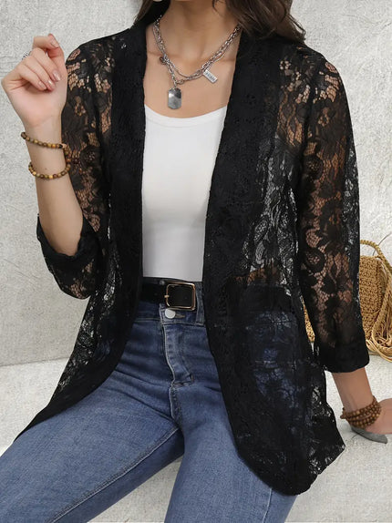 Deborah | Elegant Floral Lace Jacket Black Jacket