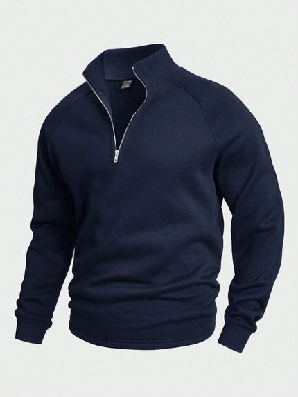 Men's Stand Collar Half-Zip Sweatshirt Royal blue Sweaters