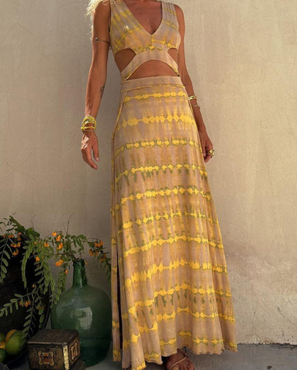 Chloe | Boho Tie-Dye Cutout Maxi Dress Dresses