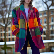 Stylish Female Plaid Woolen Coat Woolen Coat