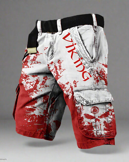 George | High-Quality Cargo Shorts White Red Men Shorts