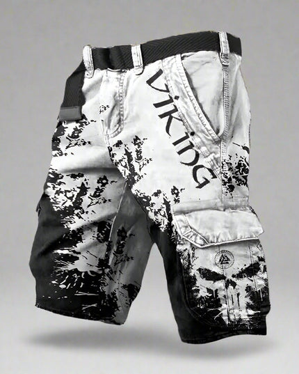 George | High-Quality Cargo Shorts White Black Men Shorts