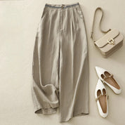 Elia Wide-Leg Linen Pants – Breezy Comfort Style Gray Women's Accessories