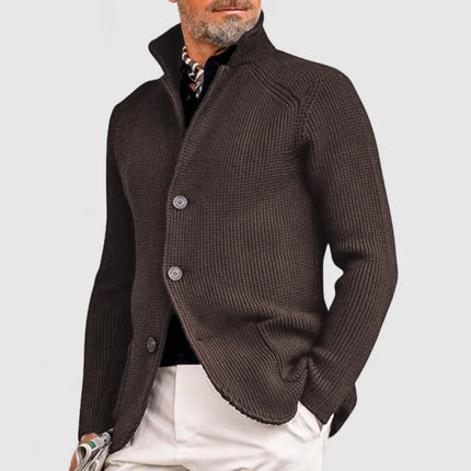 Men's Classic Stand-Up Collar Knitted Sweate Brown Sweaters