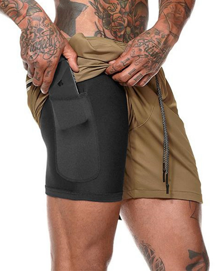 Pocket Compression Shorts Khaki Shorts