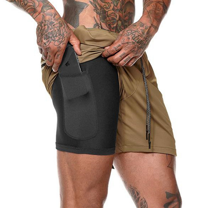 Pocket Compression Shorts Khaki Shorts