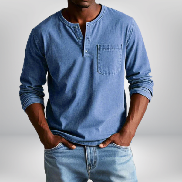 Timeless Long Sleeve Henley Shirt Men Shirts