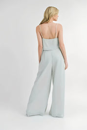 MABLE Crop Cami and Ruffled Wide Leg Pants Set