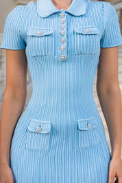 Nia™ | Baby Blue Short Sleeve Hourglass Dress Dresses