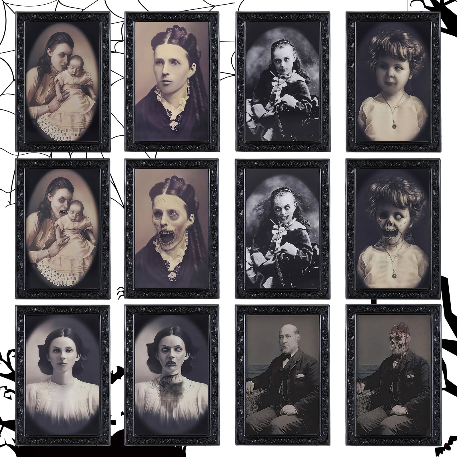 Horror 3D Moving Face Portrait Decor Ghost Painting 6pcs C Halloween Decorations