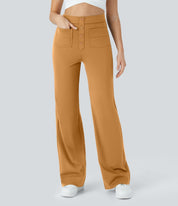 Jade | Elastic pants with high Waist Brown Trousers