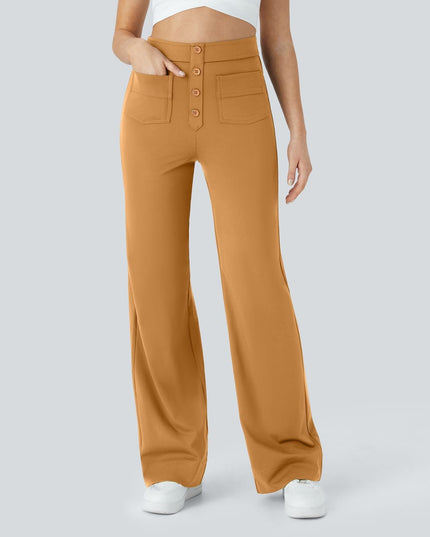 Jade | Elastic pants with high Waist Brown Trousers