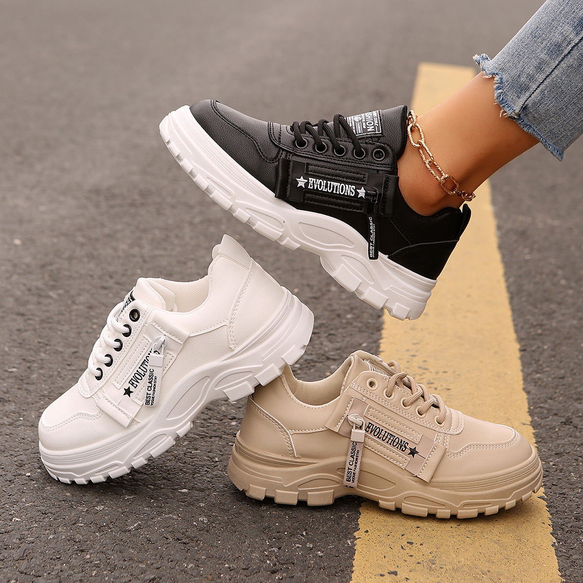Thick-Soled Casual Sneakers for Women Sneakers