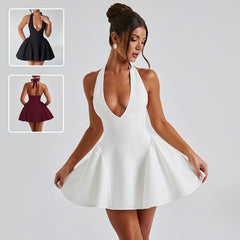 Sexy Deep V-neck Halter Dress