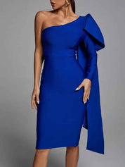 Abbey Blue One Shoulder Bandage Dress Dresses
