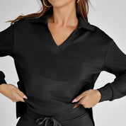 Women’s V‑Neck Long Sleeve Lounge Set Outfit Sets