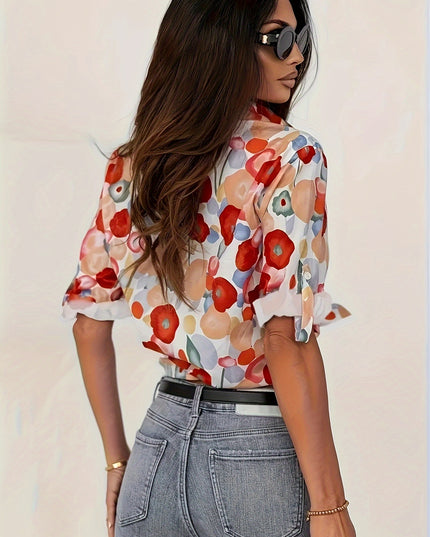 Plus Size Floral Button-Down Shirt Shirts & Tops