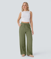 Elegant Linen Wide‑Leg Pants Women Pants