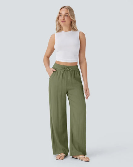 Elegant Linen Wide‑Leg Pants Women Pants