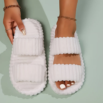 Mila Plush Soft Slippers White